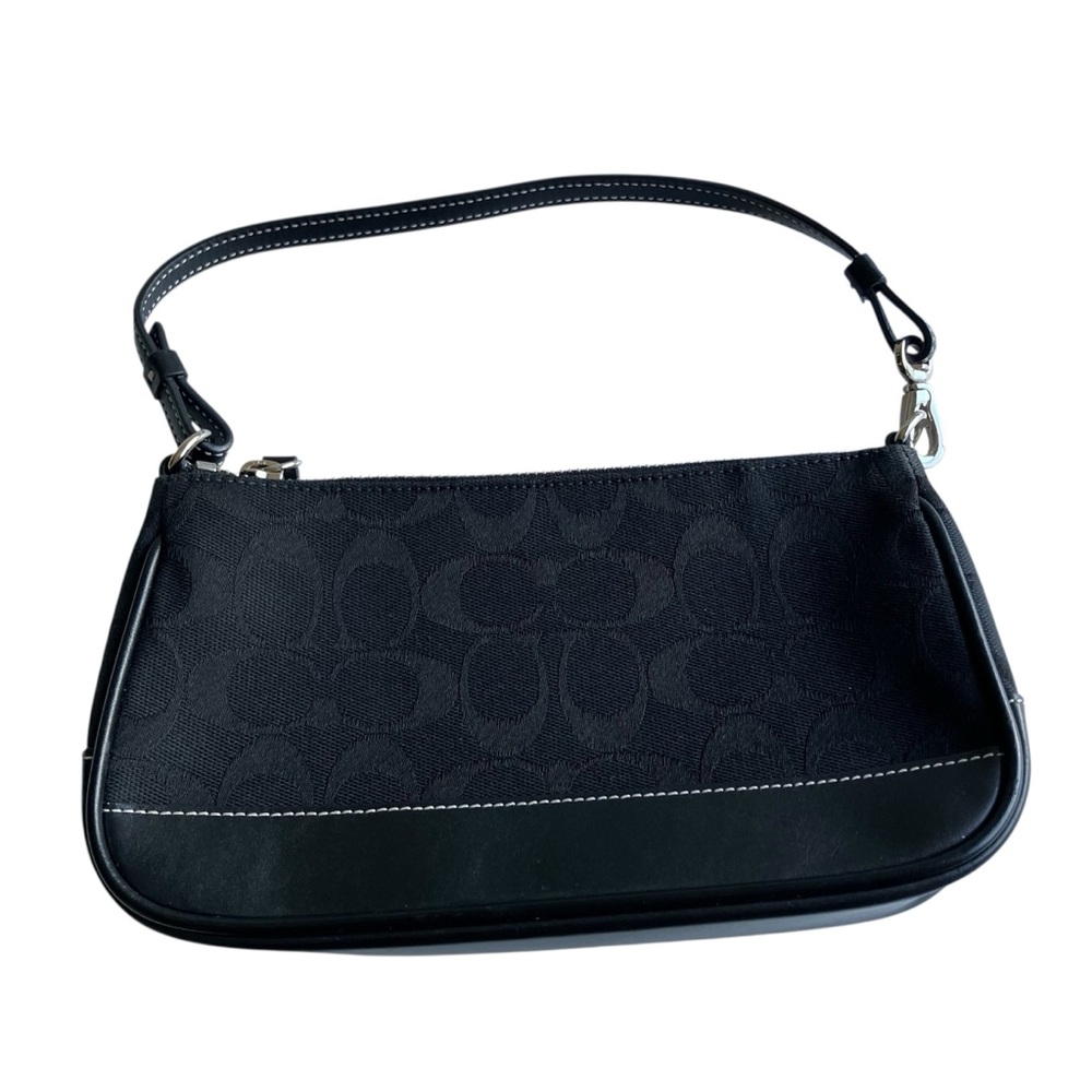 Vintage Coach Black Demi Shoulder Bag 6094 Monogram Baguette Sufflette Y2K Pouch